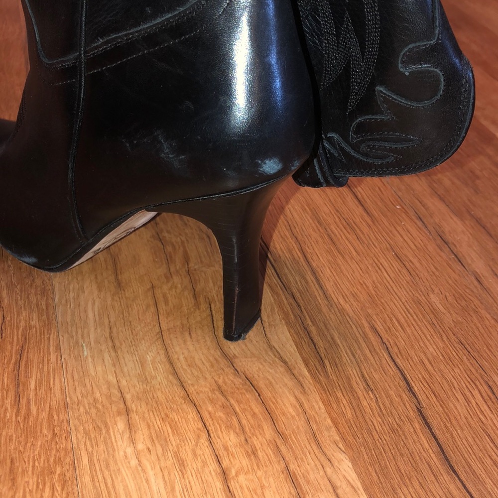 Charlie Horse Black Cowboy Heel Boots 37 1/2 - Picture 7 of 8